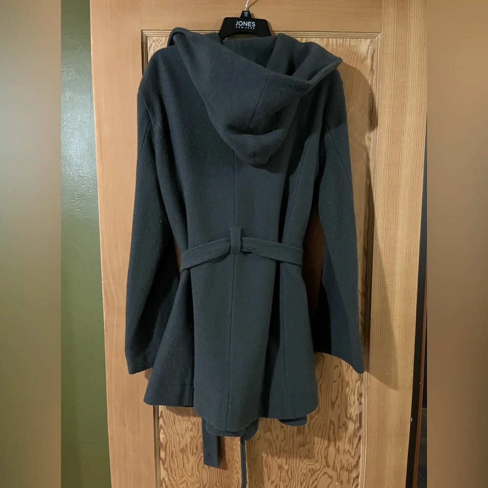 Garnet Hill Charcoal Belted Shawl Collar Coat - Picture 7 of 8